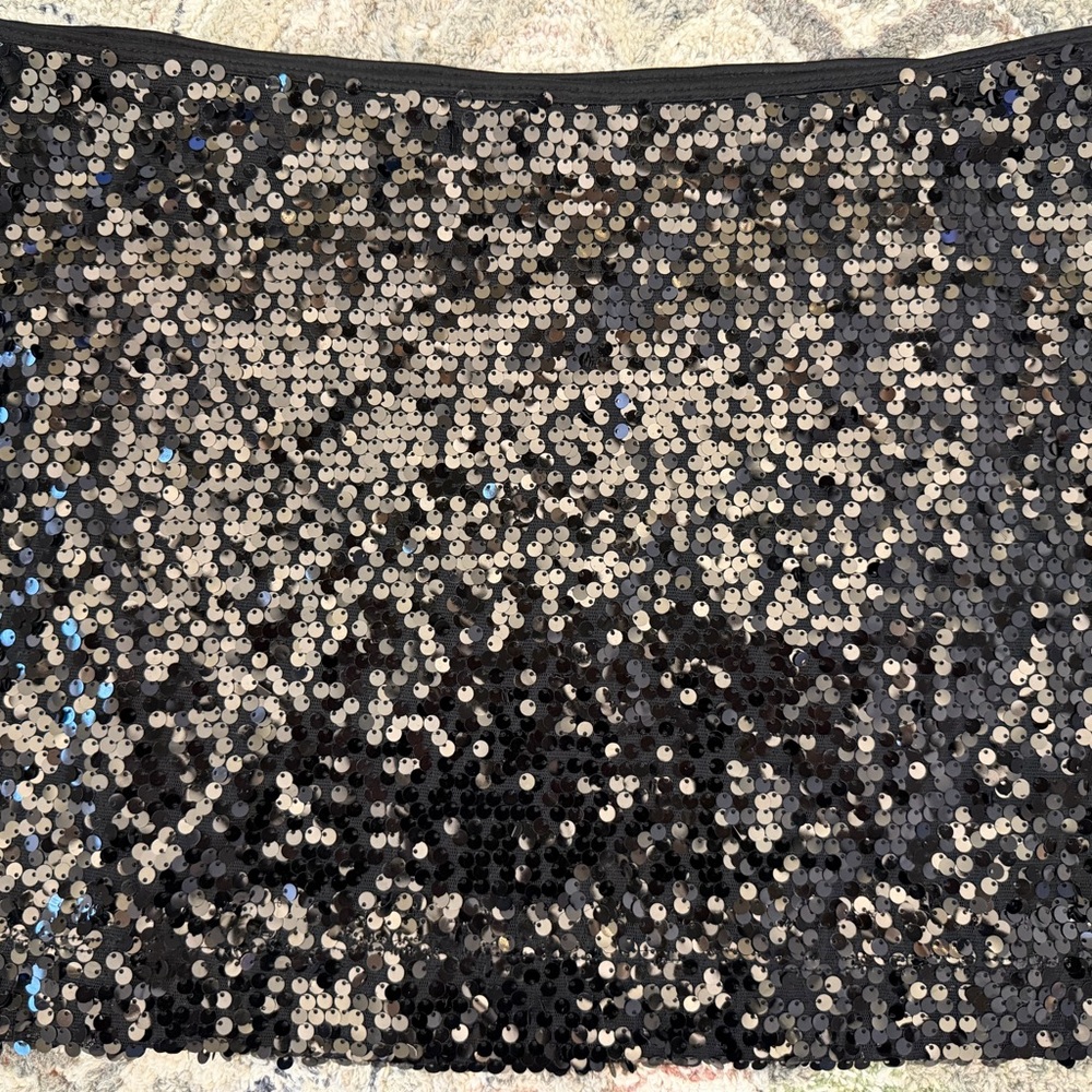 Express Black Sequin Mini Skirt Large L Y2K Short Disco Party Club
